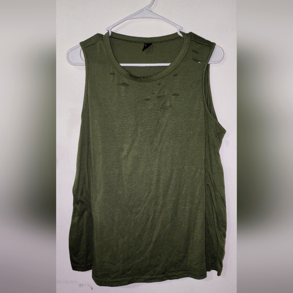 Distressed sleeveless top